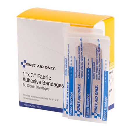 Acme United First Aid Only Fabric Bandages, 1in x 3in, 50/Box, 18PK G121